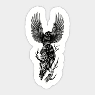 Two Ravens illustration Sticker